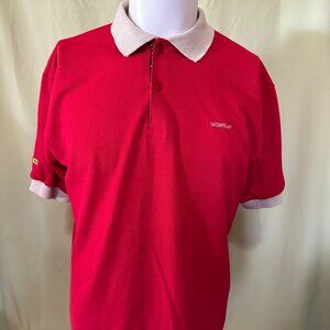 Vintage Caterpillar Monark Nova Check Men's Red Polo Shirt Size Medium